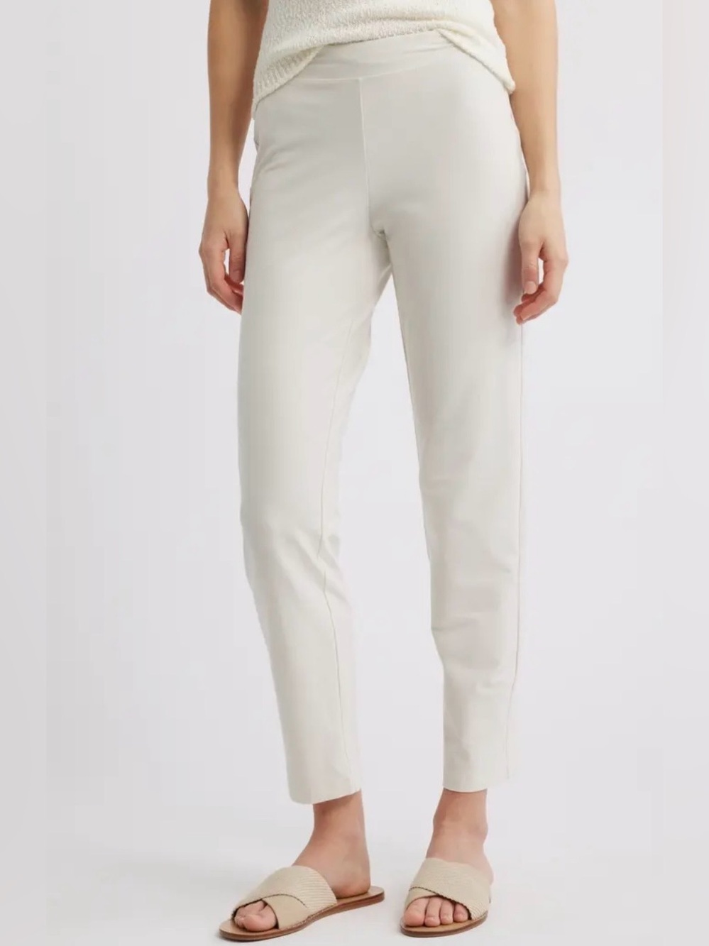 Eileen Fisher Organic Cotton Blend Ankle Pants Off White Minimalist Casual
Sz 2